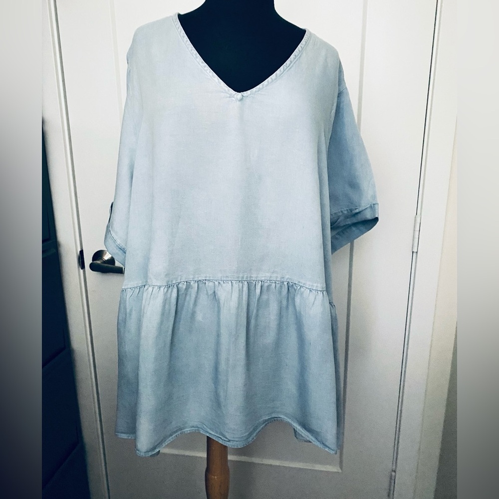 Light Blue V-Neck soft rayon top
